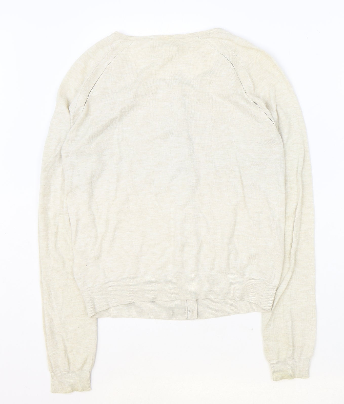 NEXT Womens Beige Scoop Neck Cotton Pullover Jumper Size 10