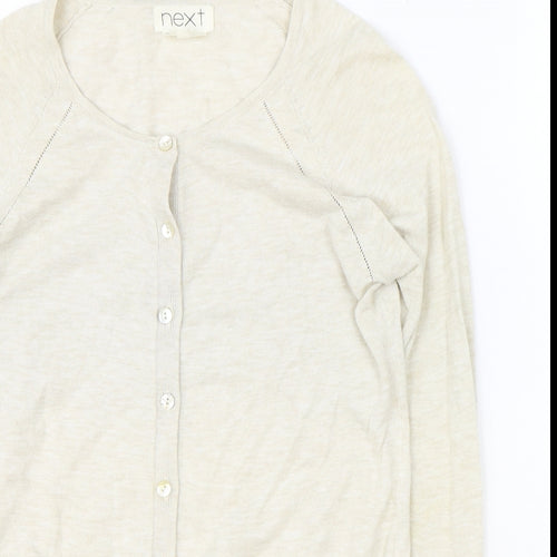NEXT Womens Beige Scoop Neck Cotton Pullover Jumper Size 10