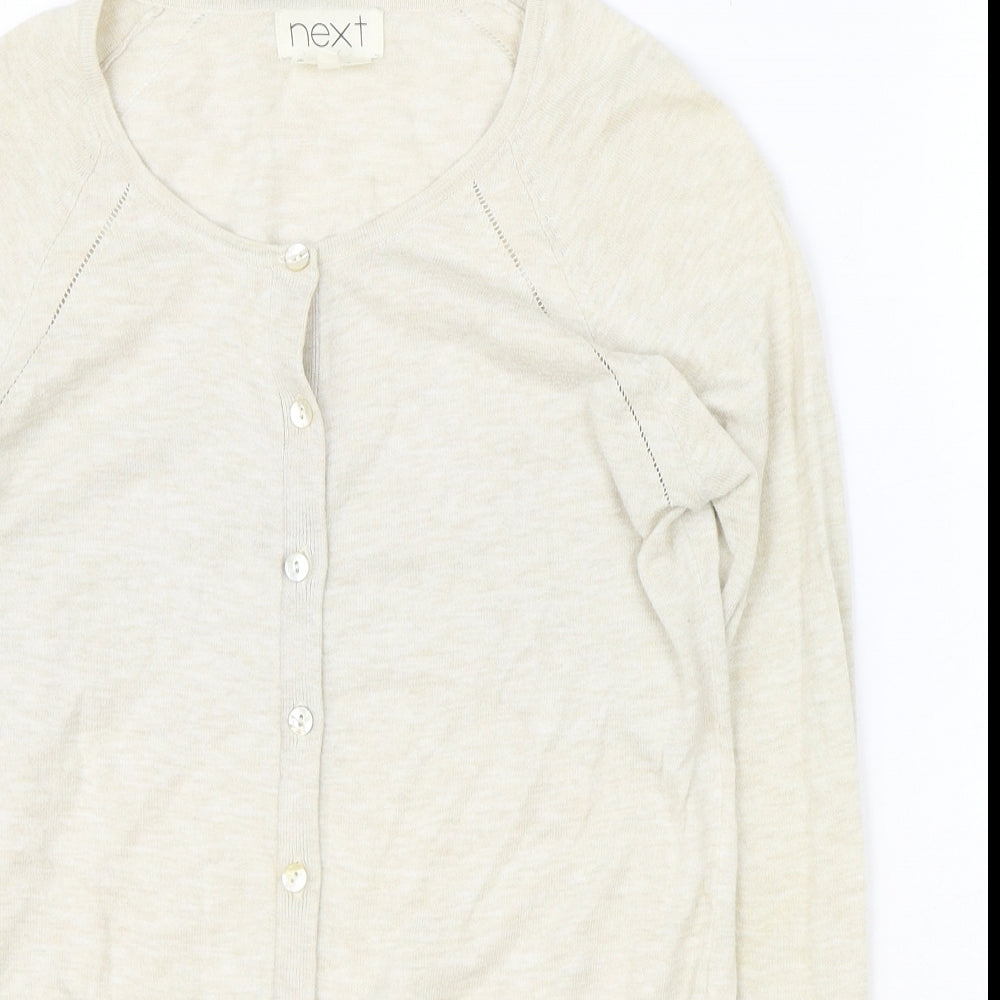 NEXT Womens Beige Scoop Neck Cotton Pullover Jumper Size 10