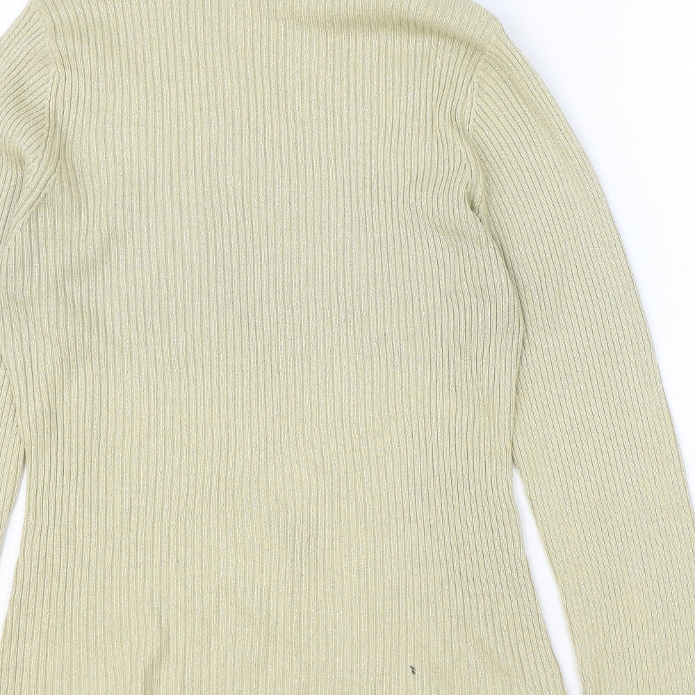 New Look Womens Gold Roll Neck Acrylic Pullover Jumper Size 16
