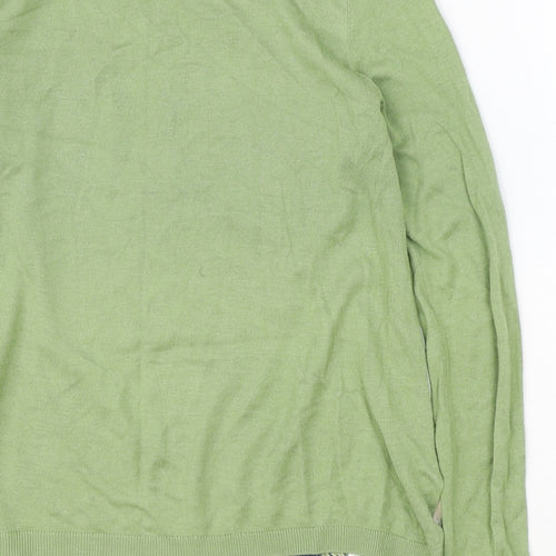 Warehouse Womens Green Geometric Acrylic Basic Blouse Size M Round Neck