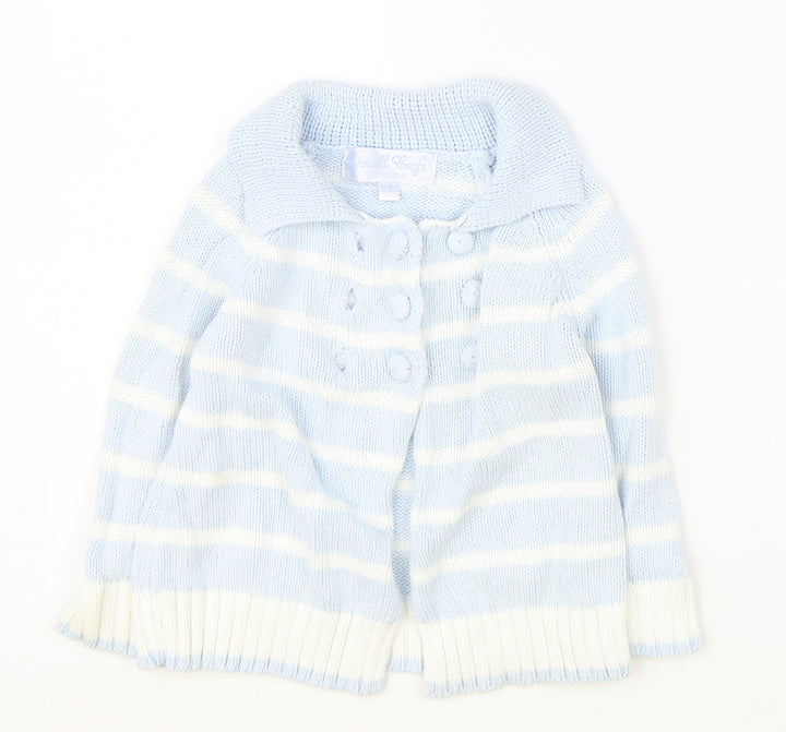 Powell Craft Boys Blue Striped Jacket Size 12-18 Months Button