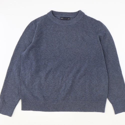 Marks and Spencer Womens Blue Round Neck Polyester Pullover Jumper Size M