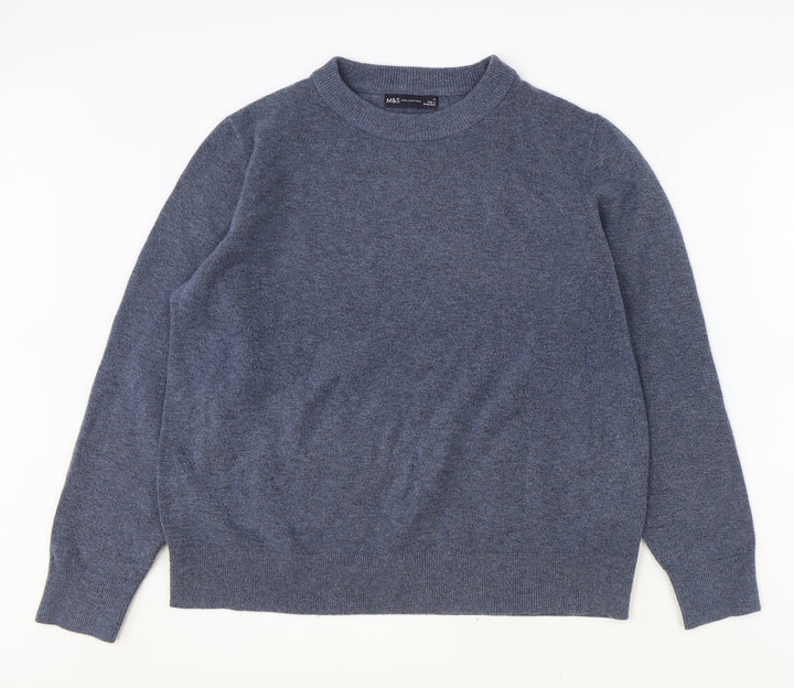 Marks and Spencer Womens Blue Round Neck Polyester Pullover Jumper Size M