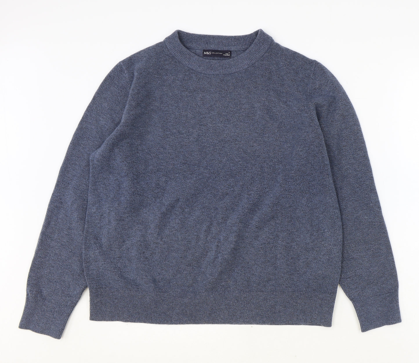 Marks and Spencer Womens Blue Round Neck Polyester Pullover Jumper Size M