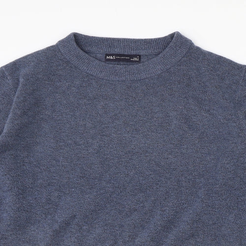 Marks and Spencer Womens Blue Round Neck Polyester Pullover Jumper Size M