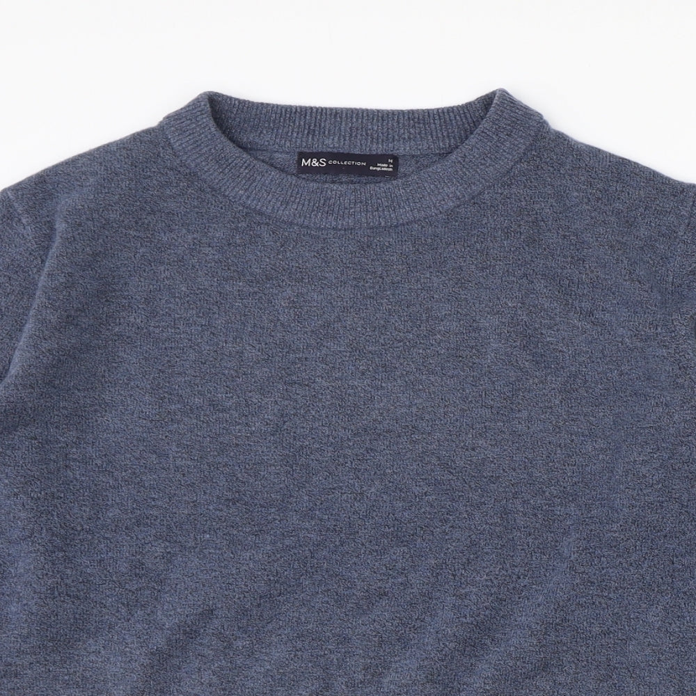 Marks and Spencer Womens Blue Round Neck Polyester Pullover Jumper Size M