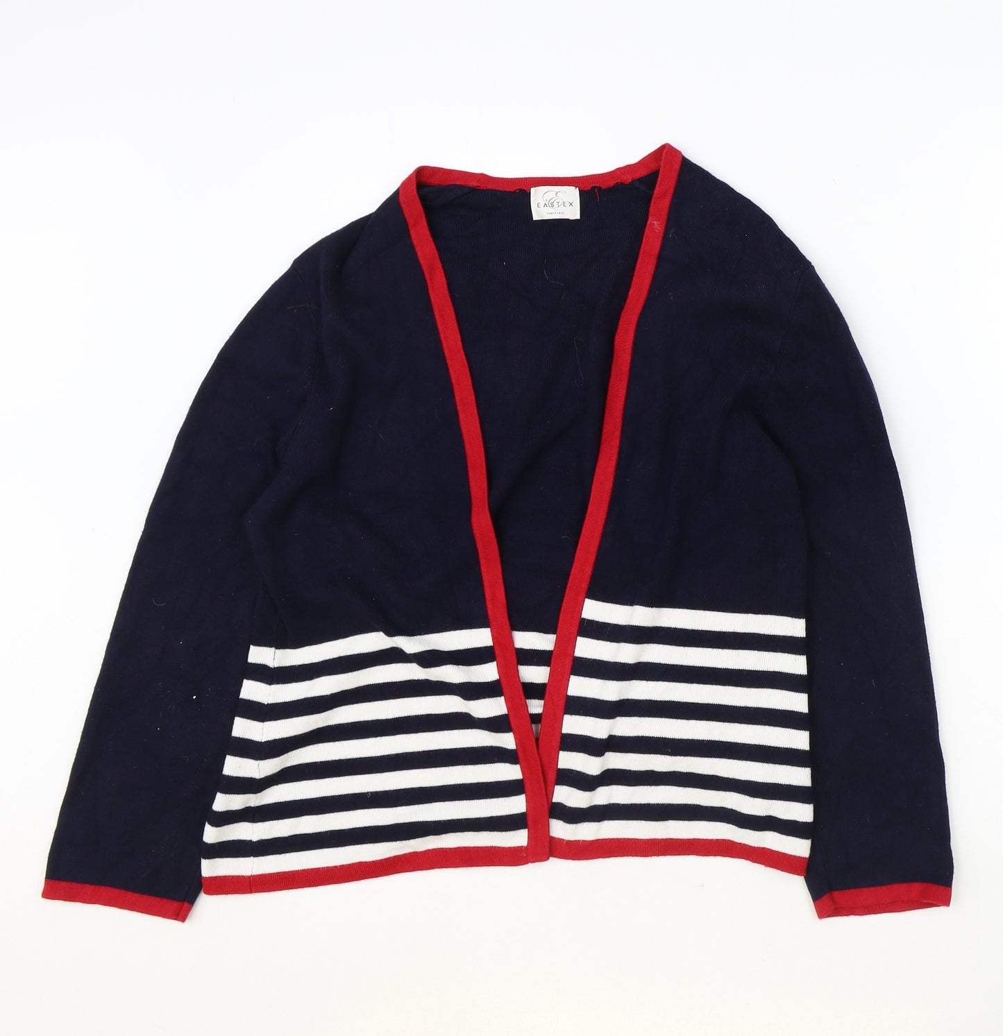 Eastex Womens Blue V-Neck Striped Viscose Cardigan Jumper Size 12