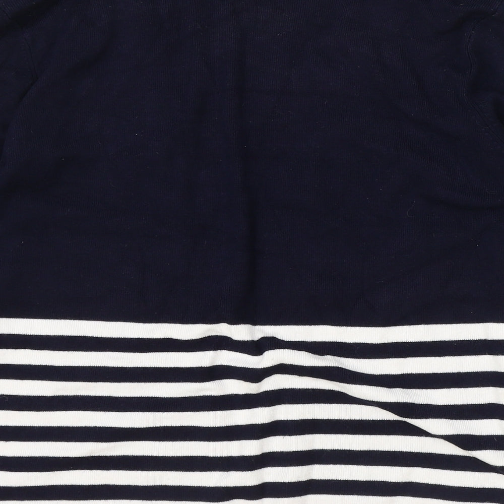 Eastex Womens Blue V-Neck Striped Viscose Cardigan Jumper Size 12