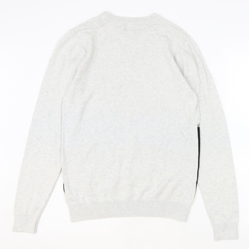 NEXT Womens Grey Round Neck 100% Cotton Pullover Jumper Size S - Colourblock