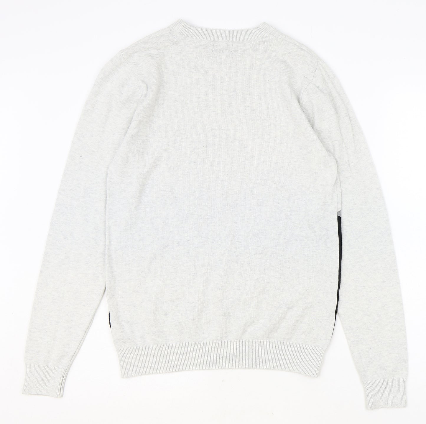 NEXT Womens Grey Round Neck 100% Cotton Pullover Jumper Size S - Colourblock