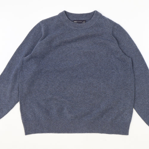 Marks and Spencer Womens Blue Round Neck Polyester Pullover Jumper Size M