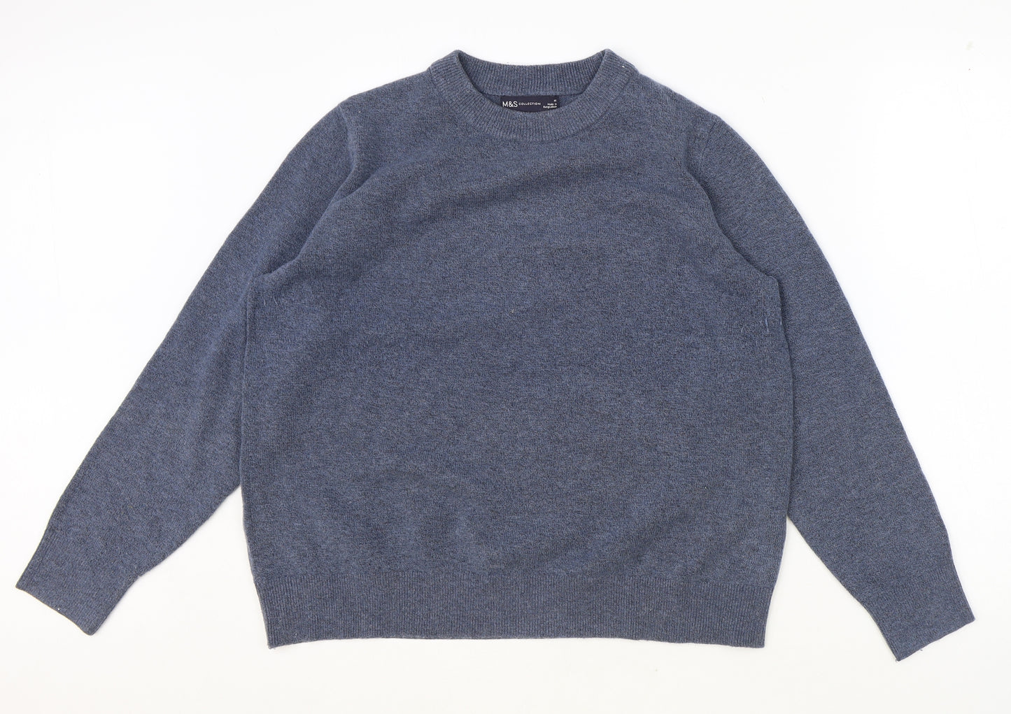 Marks and Spencer Womens Blue Round Neck Polyester Pullover Jumper Size M