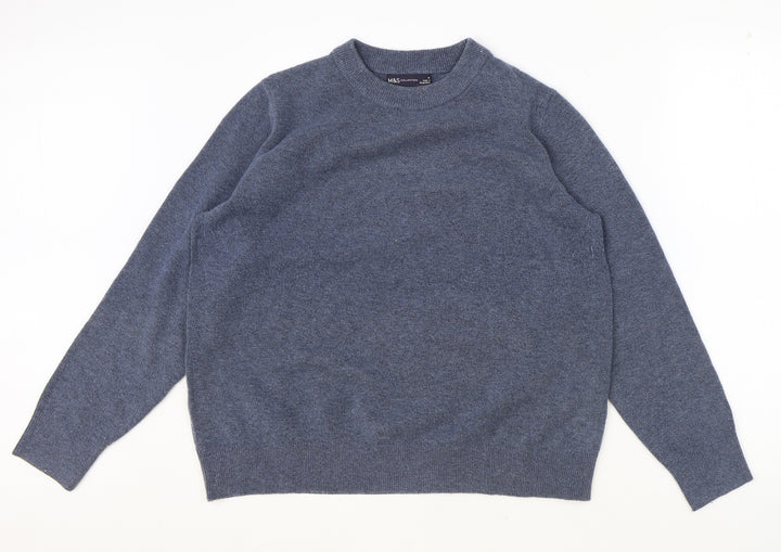 Marks and Spencer Womens Blue Round Neck Polyester Pullover Jumper Size M