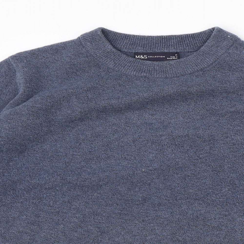 Marks and Spencer Womens Blue Round Neck Polyester Pullover Jumper Size M