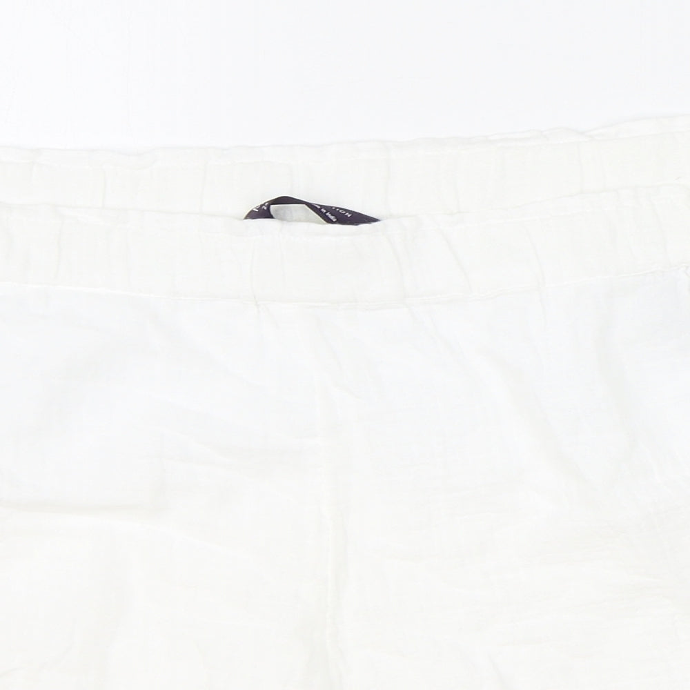 Marks and Spencer Womens White 100% Cotton Basic Shorts Size 24 Regular Pull On