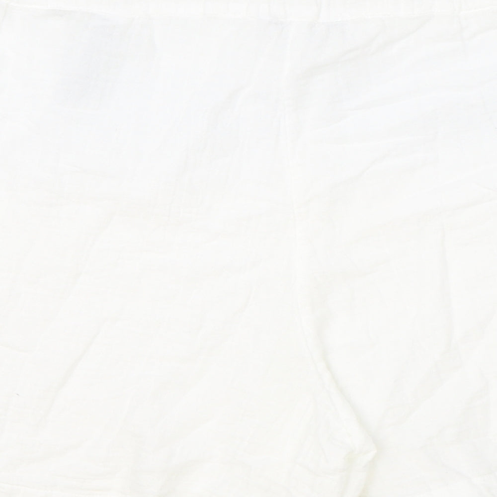 Marks and Spencer Womens White 100% Cotton Basic Shorts Size 24 Regular Pull On