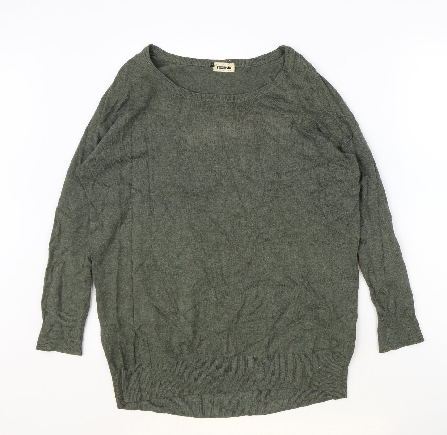 Teenis Womens Green Round Neck Viscose Pullover Jumper Size S