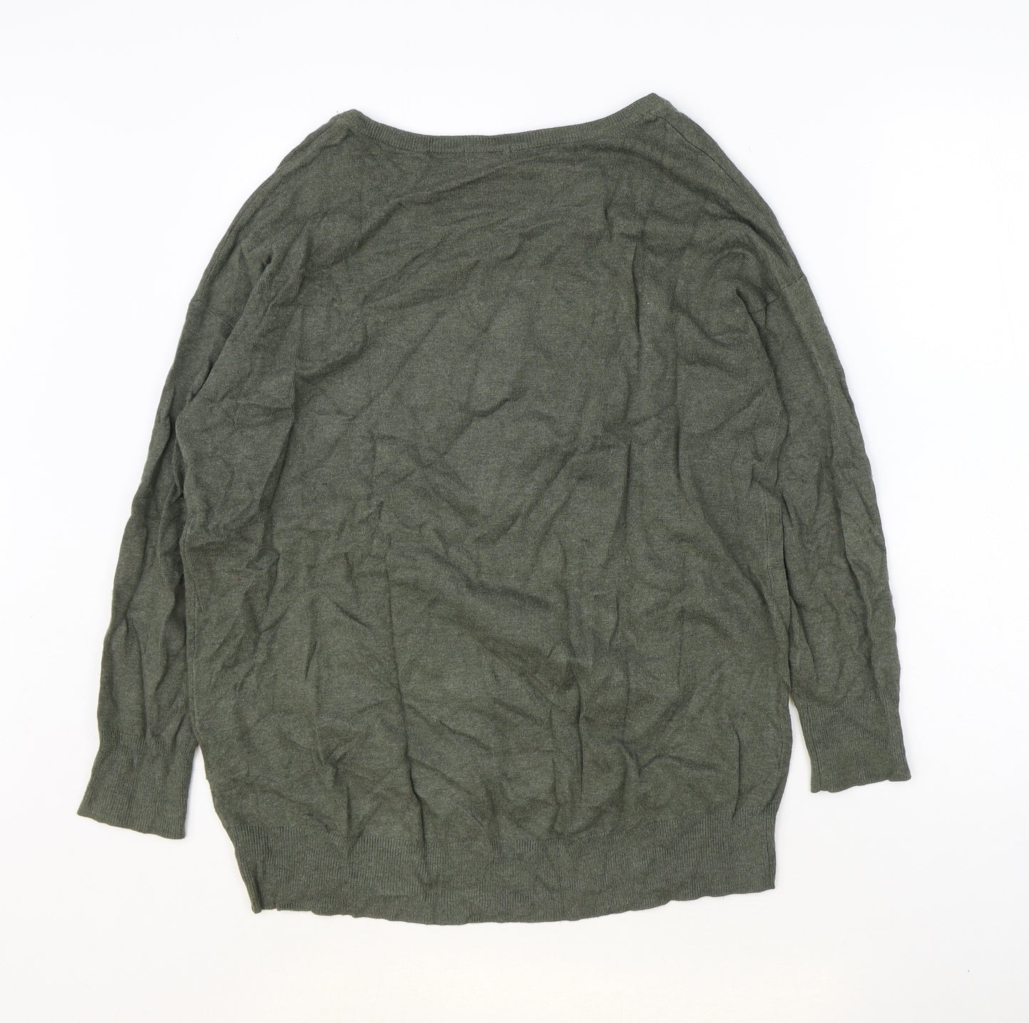 Teenis Womens Green Round Neck Viscose Pullover Jumper Size S