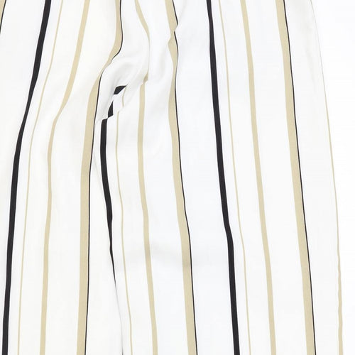Moodys Womens Ivory Striped Polyester Trousers Size S Regular Drawstring