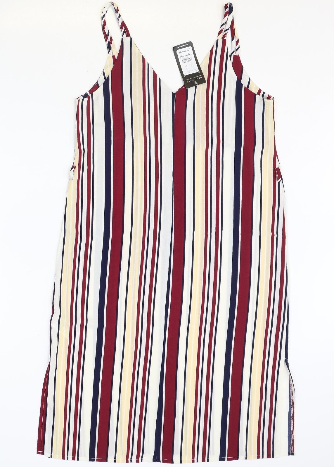 New Look Womens Multicoloured Striped Polyester Tank Dress Size 8 Sweetheart Pullover
