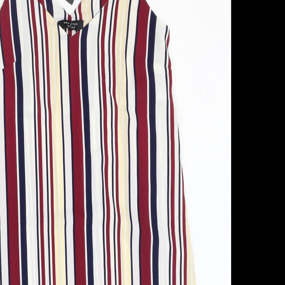 New Look Womens Multicoloured Striped Polyester Tank Dress Size 8 Sweetheart Pullover