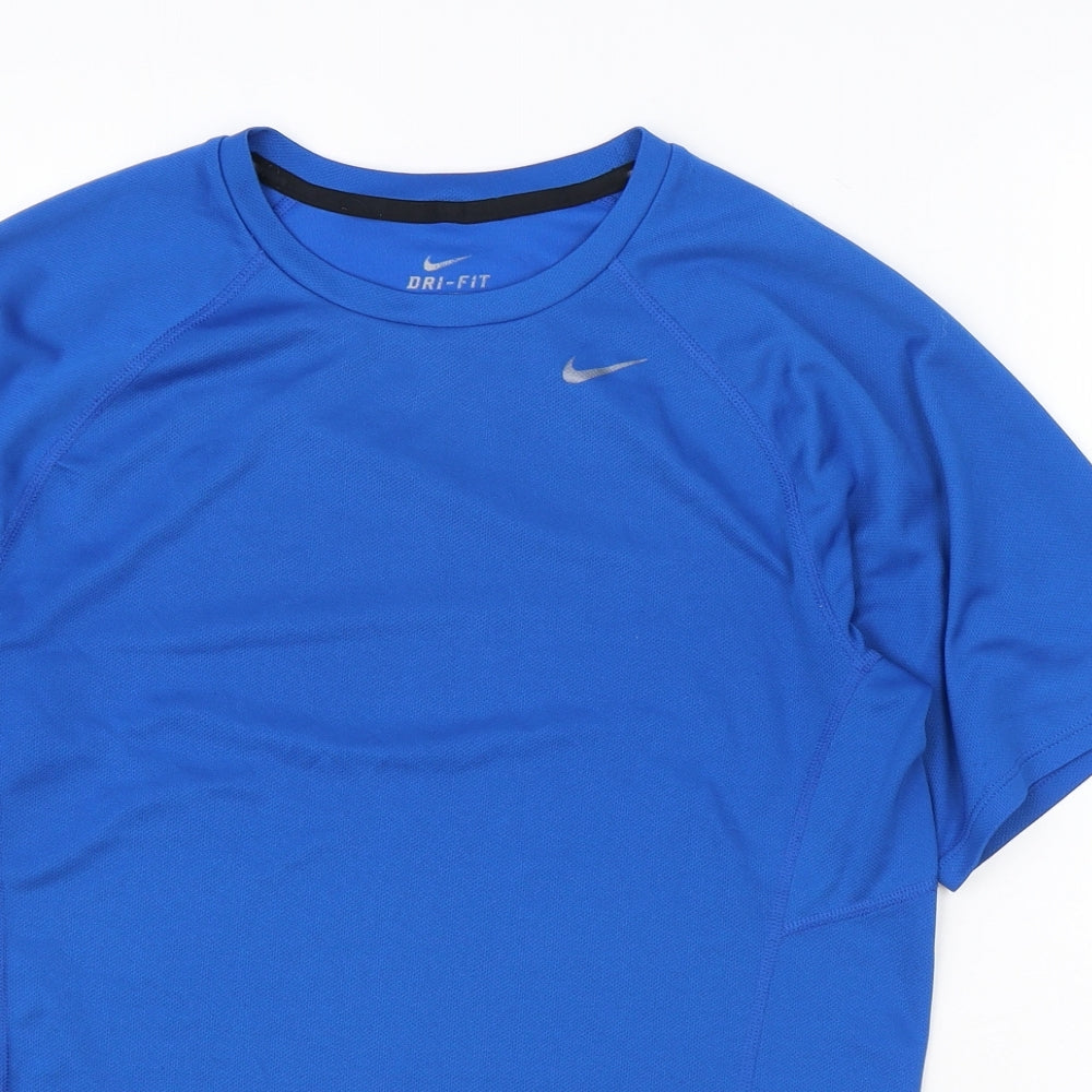Nike Mens Blue Polyester T-Shirt Size S Round Neck