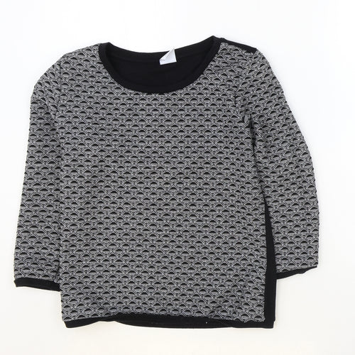 Vera Moda Womens Black Scoop Neck Geometric Polyester Pullover Jumper Size S