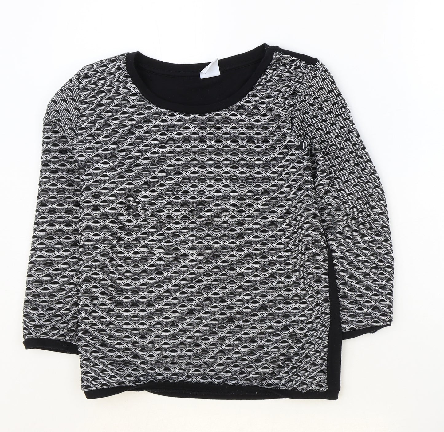 Vera Moda Womens Black Scoop Neck Geometric Polyester Pullover Jumper Size S