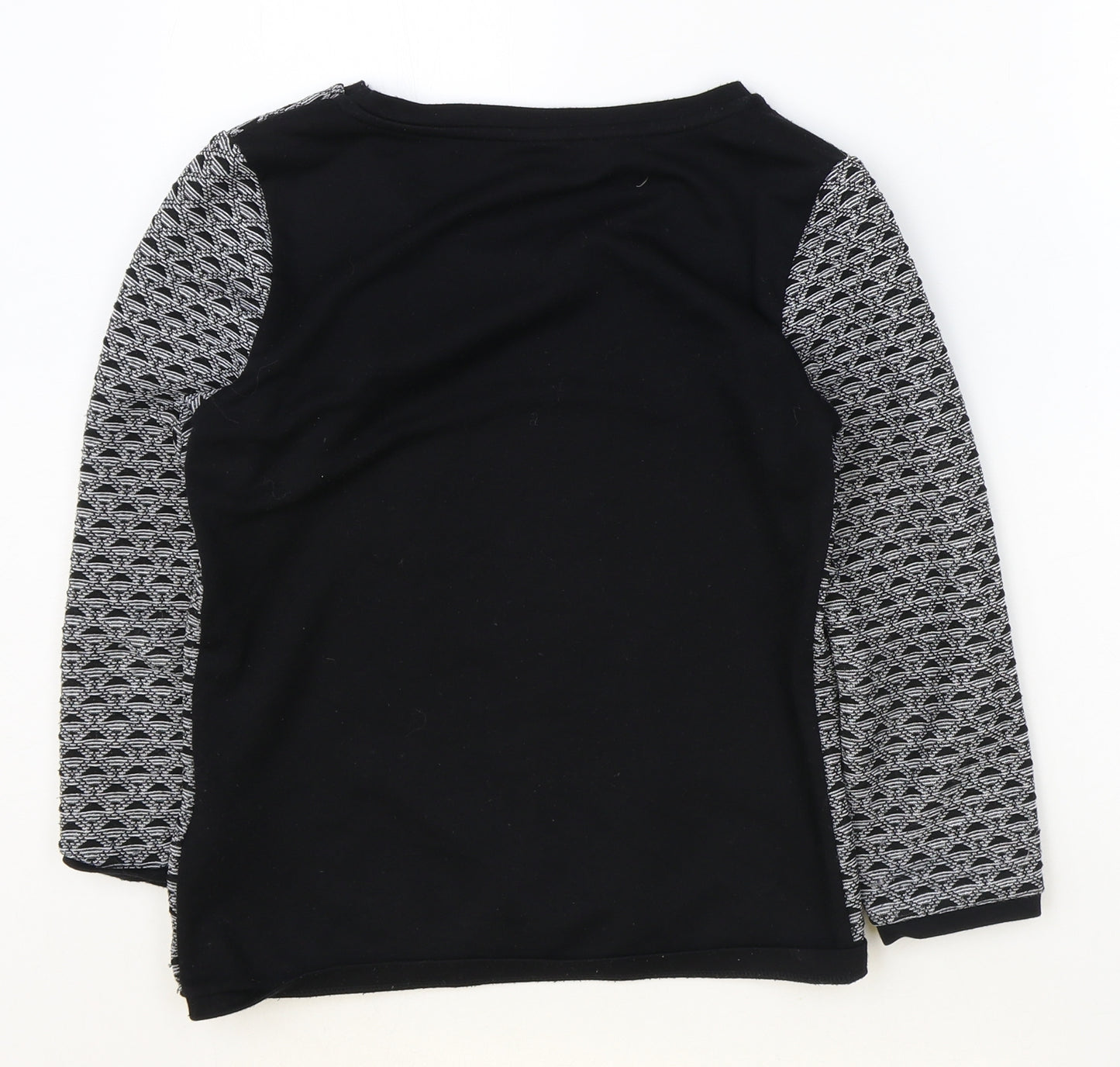 Vera Moda Womens Black Scoop Neck Geometric Polyester Pullover Jumper Size S