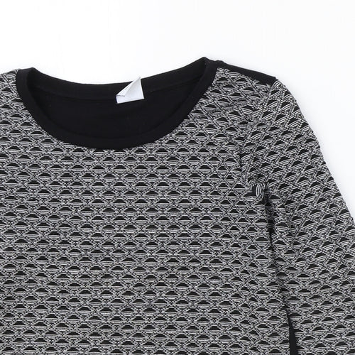 Vera Moda Womens Black Scoop Neck Geometric Polyester Pullover Jumper Size S
