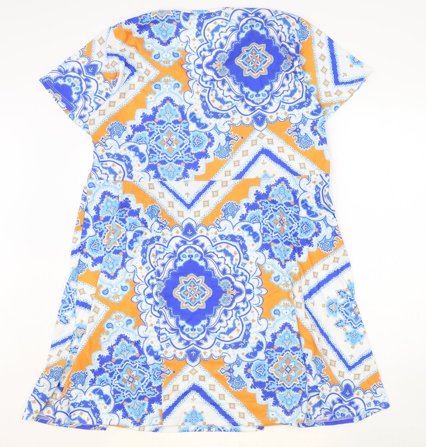 Boohoo Womens Multicoloured Geometric Viscose A-Line Size 22 V-Neck Pullover