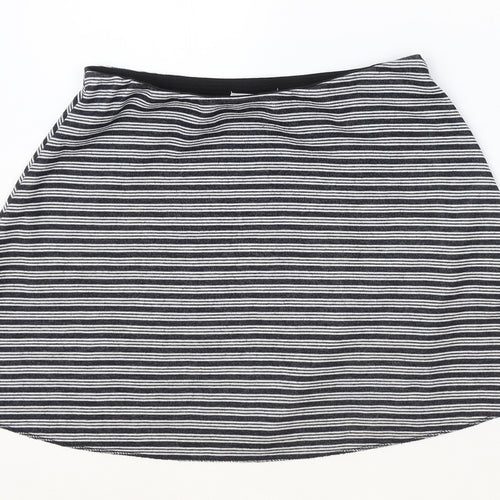 Zara Womens Black Striped Polyester Skater Skirt Size S