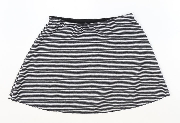 Zara Womens Black Striped Polyester Skater Skirt Size S