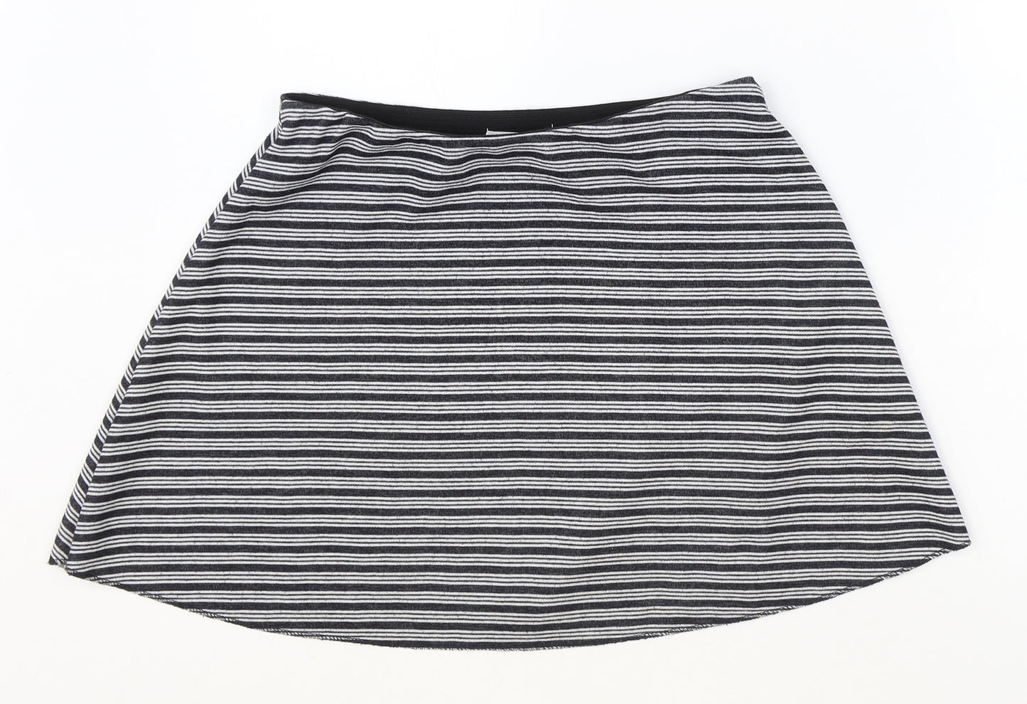 Zara Womens Black Striped Polyester Skater Skirt Size S