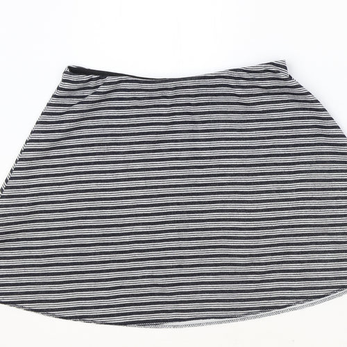 Zara Womens Black Striped Polyester Skater Skirt Size S