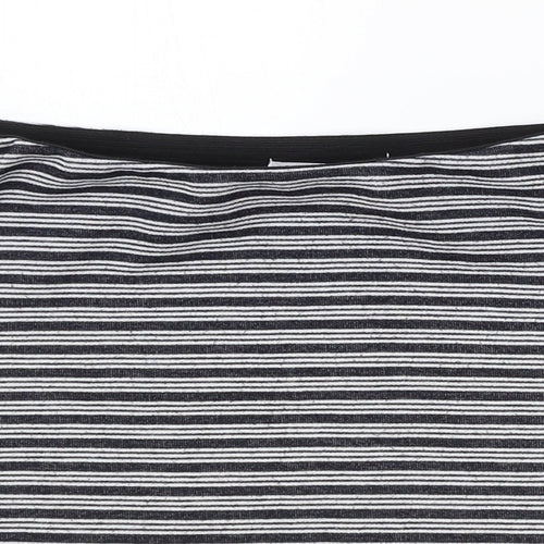 Zara Womens Black Striped Polyester Skater Skirt Size S