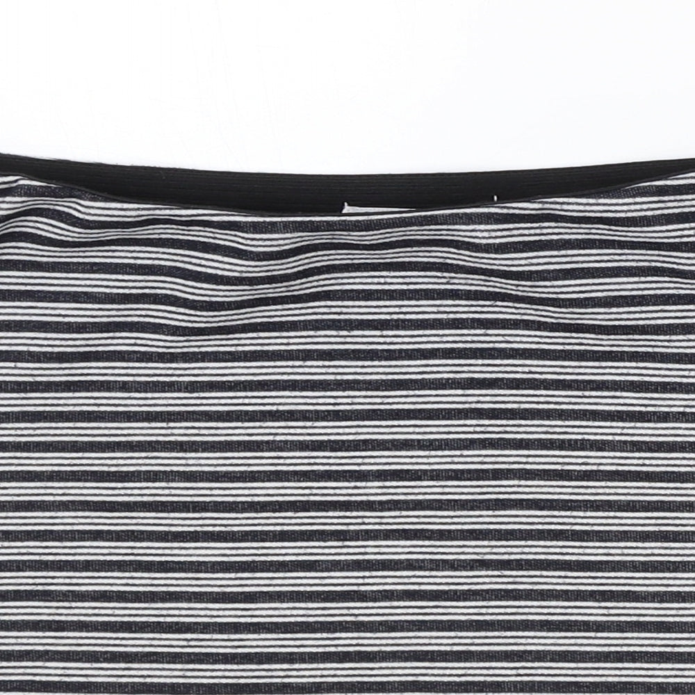 Zara Womens Black Striped Polyester Skater Skirt Size S