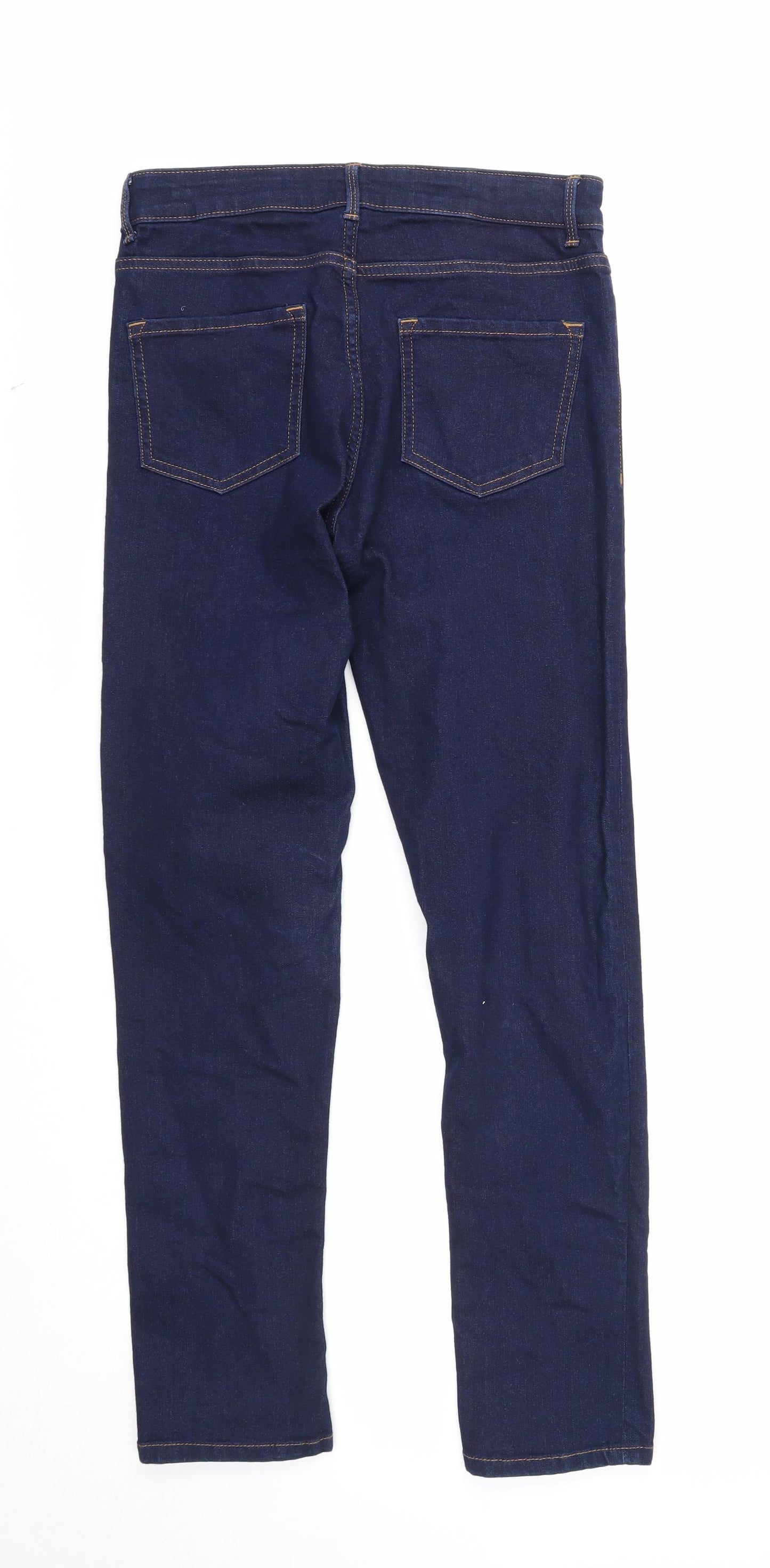 Marks and Spencer Womens Blue Cotton Straight Jeans Size 10 Slim Zip