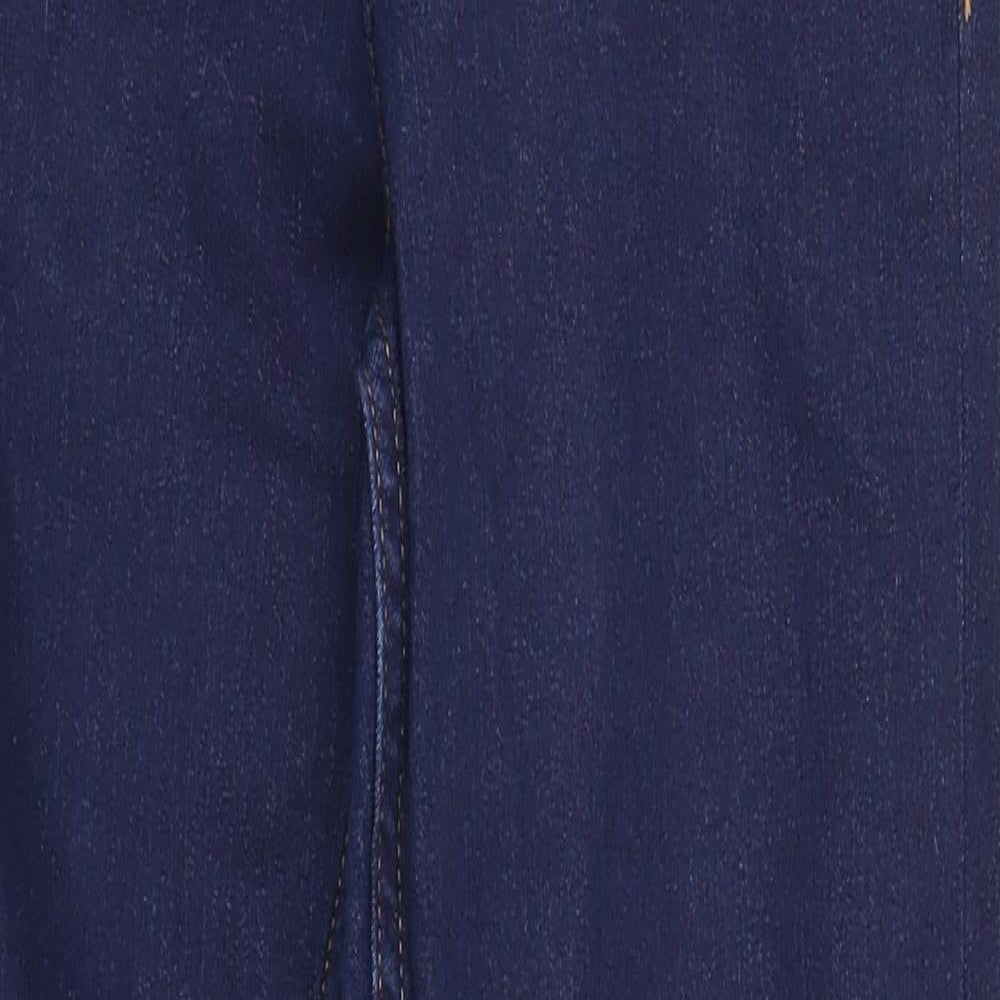 Marks and Spencer Womens Blue Cotton Straight Jeans Size 10 Slim Zip