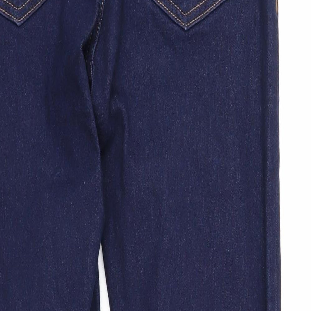 Marks and Spencer Womens Blue Cotton Straight Jeans Size 10 Slim Zip