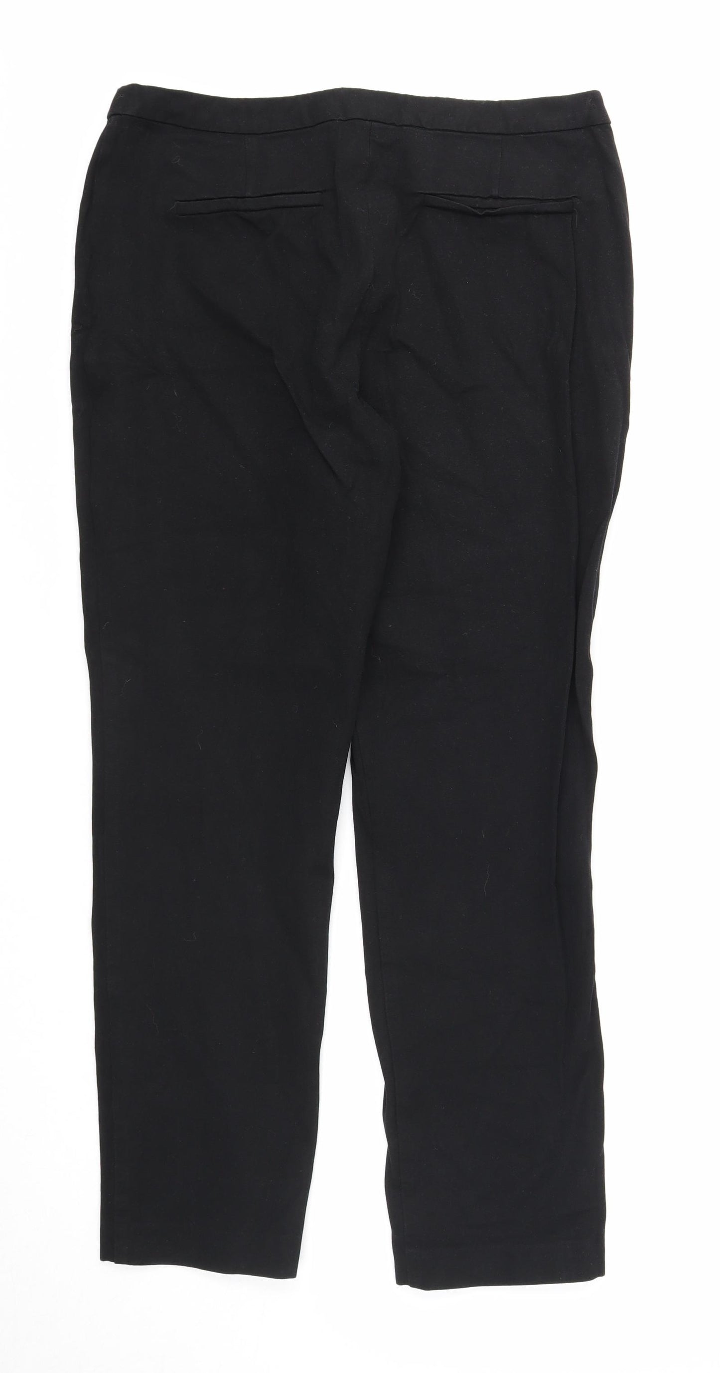John Lewis Womens Black Cotton Dress Pants Trousers Size 12 Regular Zip