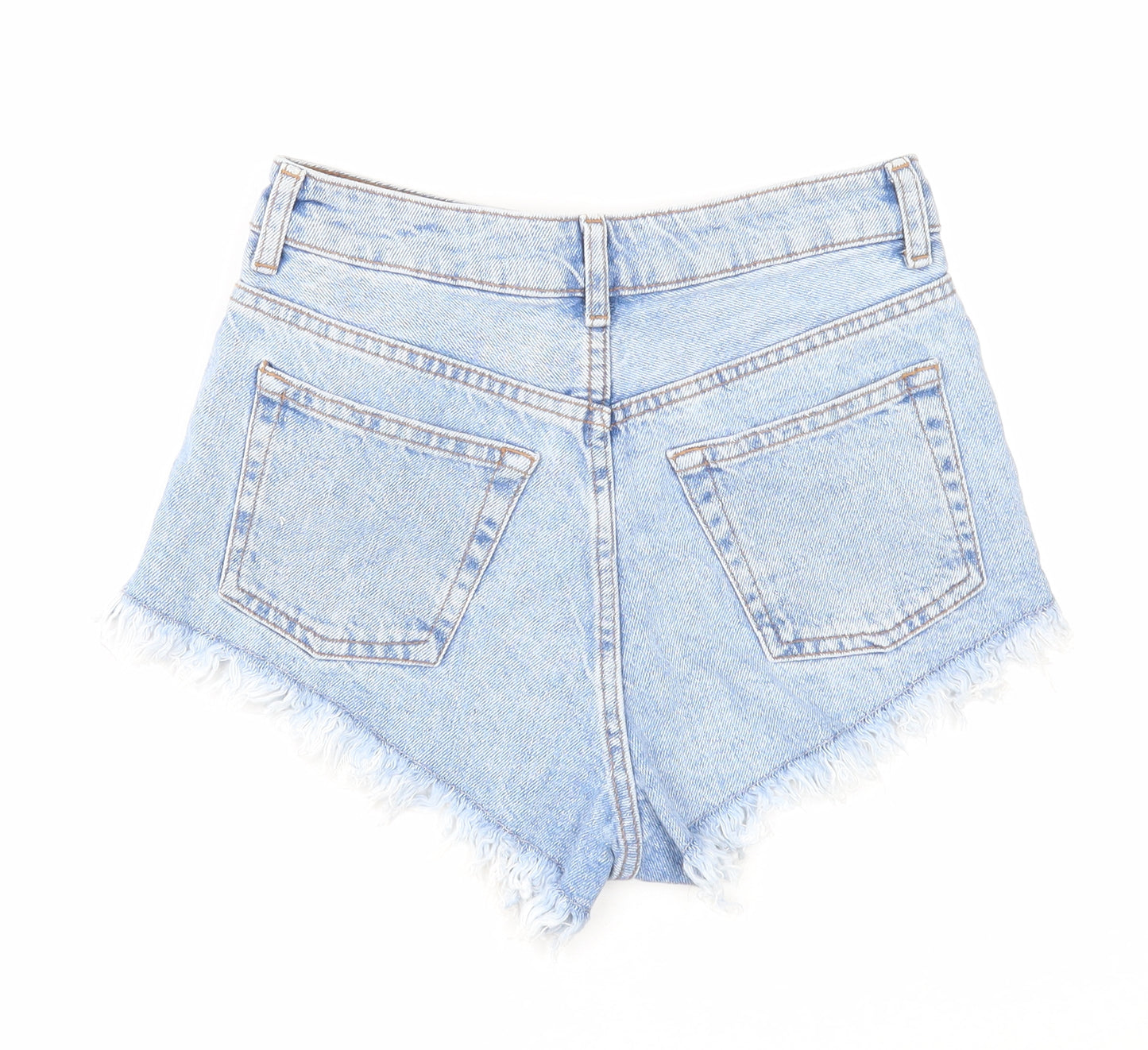 Topshop Womens Blue Cotton Cut-Off Shorts Size 6 Regular Zip - Distressed