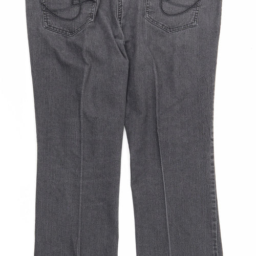 F&F Womens Grey Cotton Bootcut Jeans Size 18 Regular Zip