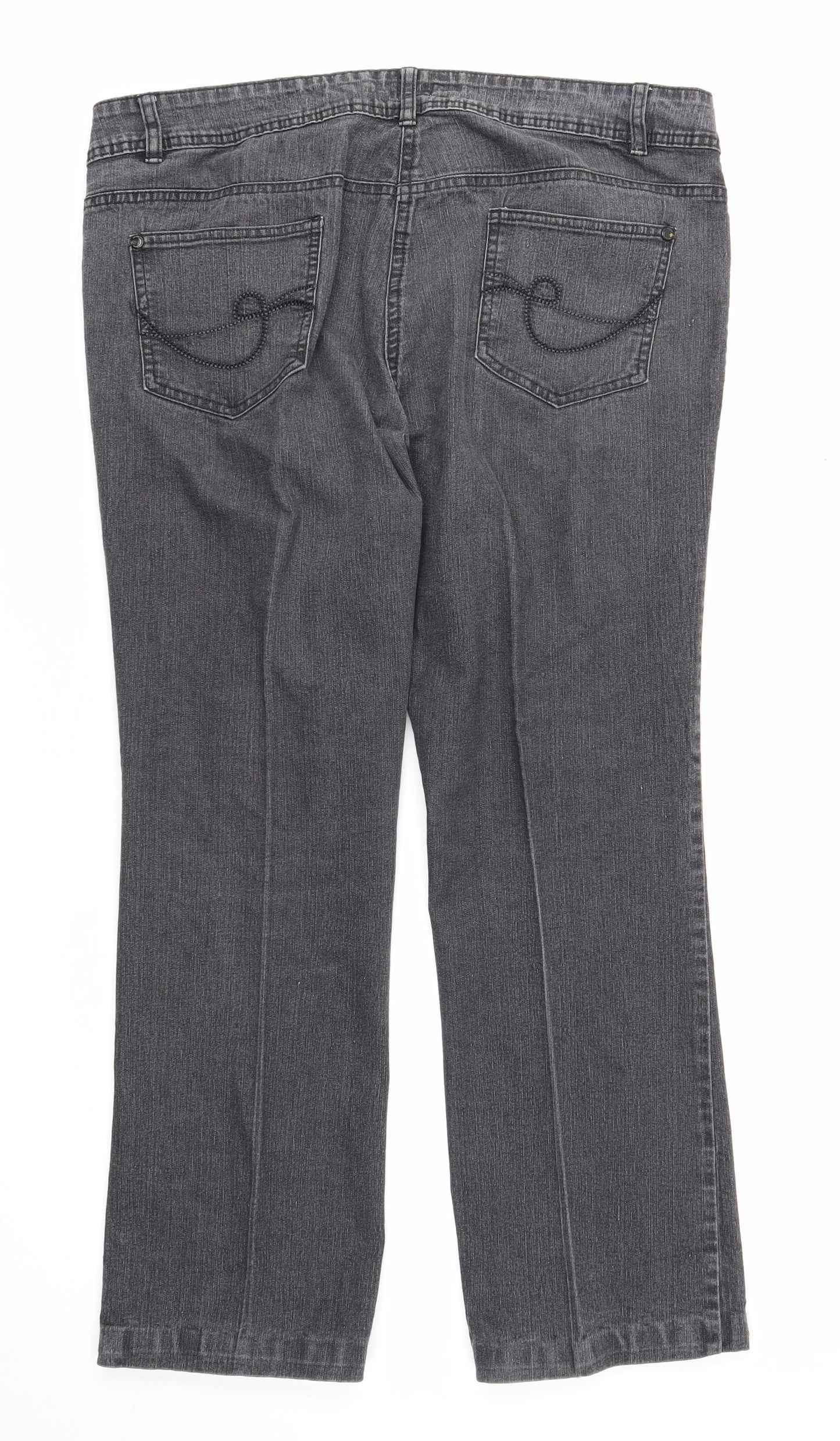 F&F Womens Grey Cotton Bootcut Jeans Size 18 Regular Zip