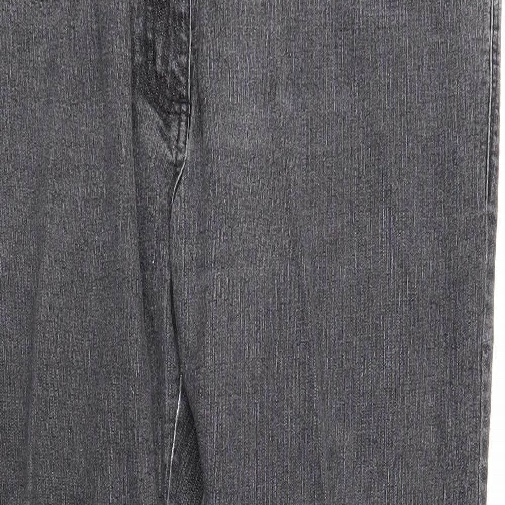 F&F Womens Grey Cotton Bootcut Jeans Size 18 Regular Zip