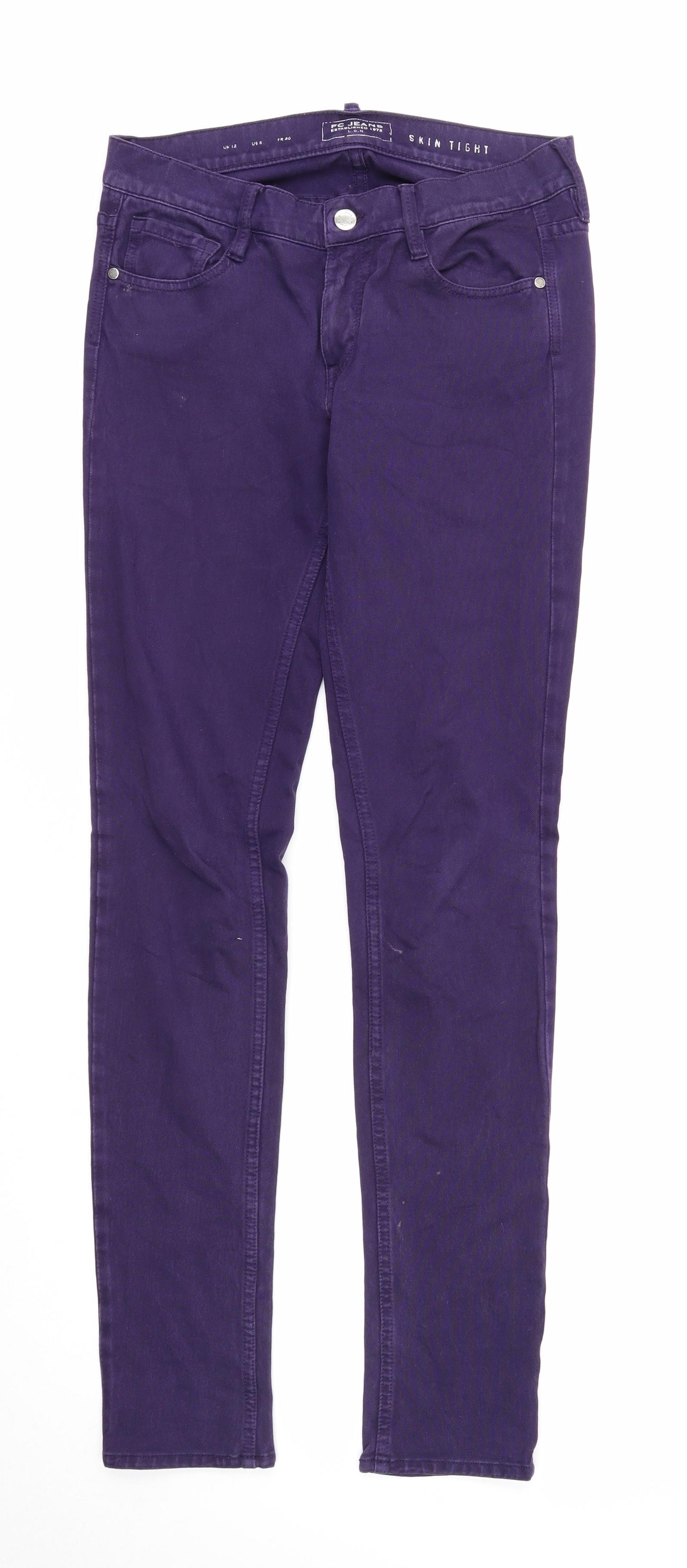 FC Jeans Womens Purple Cotton Skinny Jeans Size 12 Regular Zip