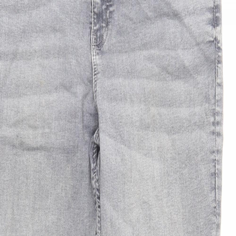 Zara Womens Grey Cotton Skinny Jeans Size 18 Regular Zip