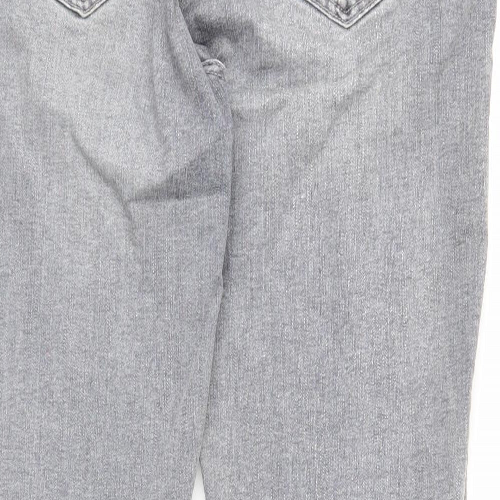 Zara Womens Grey Cotton Skinny Jeans Size 18 Regular Zip