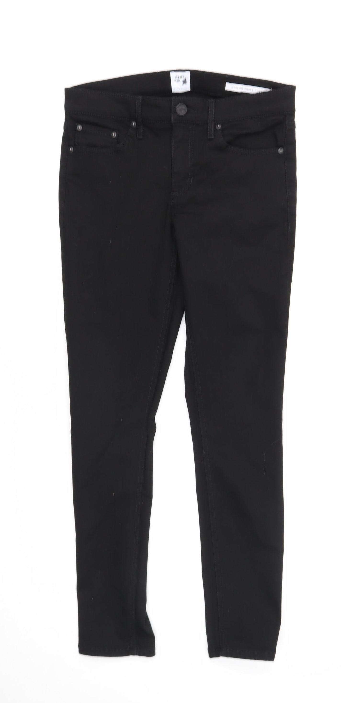 Preworn Womens Black Cotton Skinny Jeans Size 28 in Regular Zip